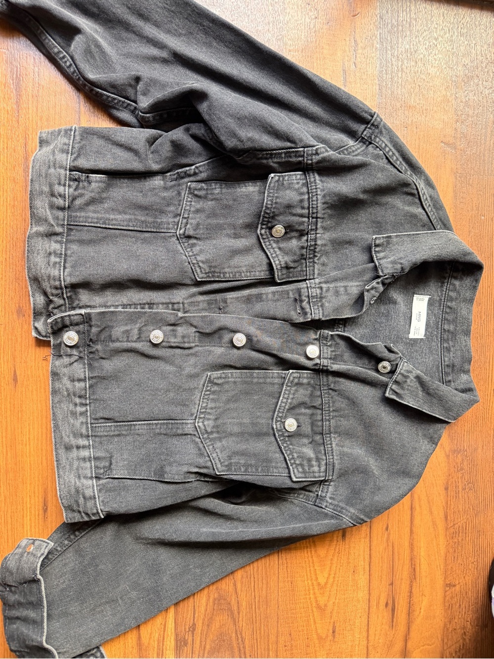 Mango Black Washed Denim Jean Jacket